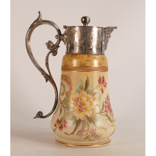 57 - Carlton Blush ware metal mounted claret jug in the Carnation pattern, by Wiltshaw & Robinson, c1900,... 