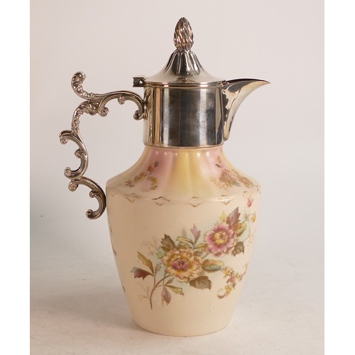 59 - Carlton Blush ware metal mounted claret jug in the Peony pattern, by Wiltshaw & Robinson, c1900, hei... 