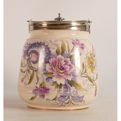 62 - Carlton Blush ware metal mounted biscuit barrel with the Carnation decoration, by Wiltshaw & Robinso... 