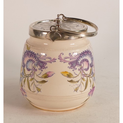 62 - Carlton Blush ware metal mounted biscuit barrel with the Carnation decoration, by Wiltshaw & Robinso... 