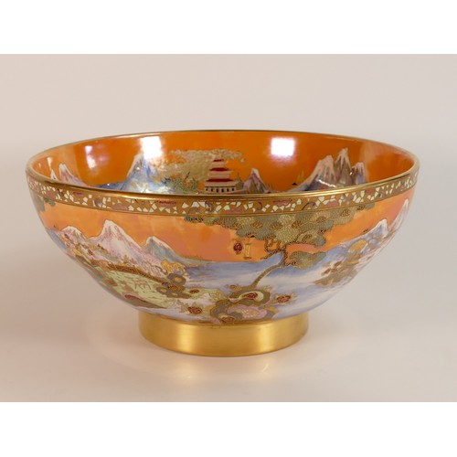 73 - Carlton ware large fruit bowl in the Chinaland design. Decorated with mountainous Pagoda scenes. Dia... 