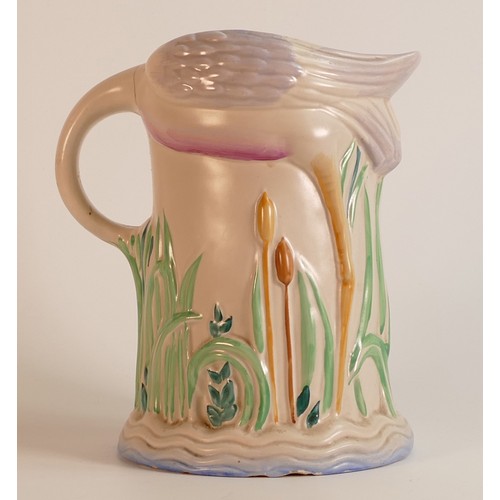 79 - Clarice Cliff, Art Deco Flamingo Jug. Hand painted with figural Flamingo handle. Height: 19cm