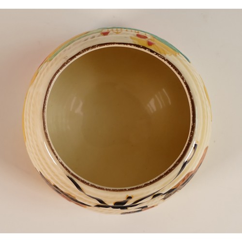 80 - Clarice Cliff for Newport Pottery, Beehive honey pot and cover in an autumn leaf design. Height: 9.2... 