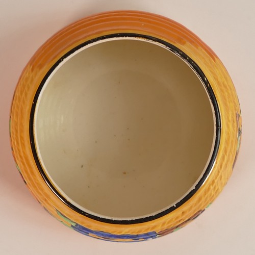 90 - Clarice Cliff for Newport Pottery, Beehive honey pot and cover in the Patina design. Height: 9.25cm