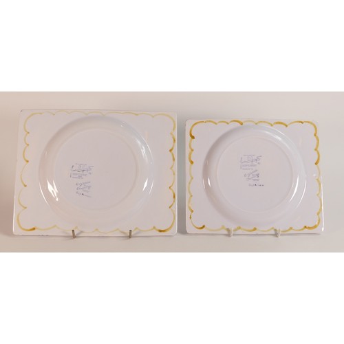 94 - Gordon M. Forsyth for Clarice Cliff Wilkinsons Ltd., two Biarritz shaped plates in floral pattern. (... 