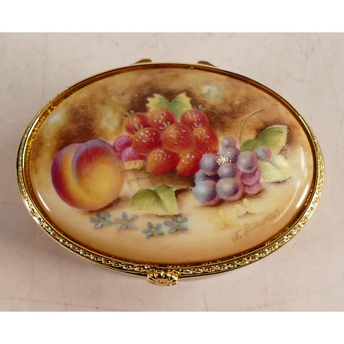 126 - Royal Worcester circular trinket pot from the Connoisseur Collection, painted fruit with Strawberrie... 