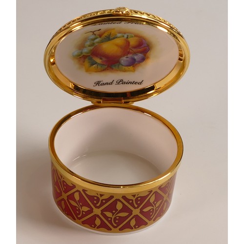 154 - J. Bowman for Royal Worcester, hand painted fruit still life trinket / pill pot. Signed to lower rig... 