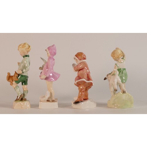 161 - Royal Worcester, four child figures Snowball, Peace, Springtime and Woodland Walk (4) Tallest: 13cm