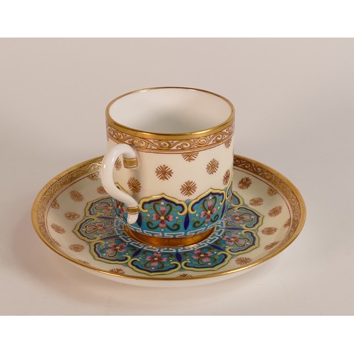 187 - Mintons, late 19th century Chinoiserie coffee can and saucer. Both cup and saucer are decorated with... 