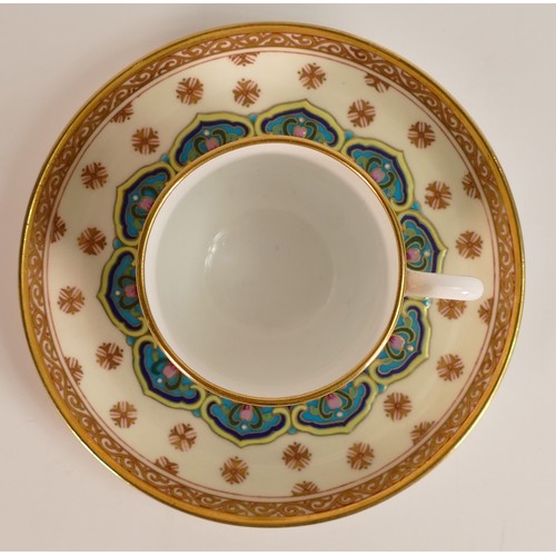 187 - Mintons, late 19th century Chinoiserie coffee can and saucer. Both cup and saucer are decorated with... 