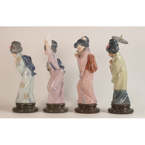 204 - Lladro, set of four figures of Geisha. Three Boxed. Height of tallest: 30cm (4)