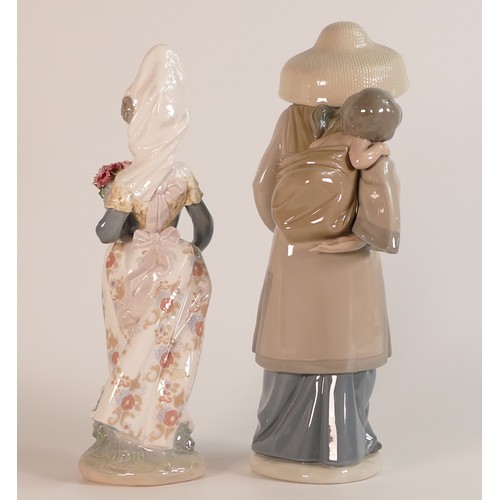 209 - Two boxed Lladro Porcelain figures Valencian Girl and a mother and child (2) Tallest: 27cm