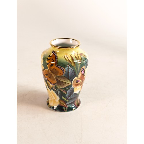 228 - Moorcroft enamel Butterflies vase by Stephen Smith. Limited edition 1/3. Boxed, height 8cm