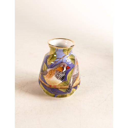 229 - Moorcroft enamel Zebra Finch vase by Stephen Smith. Limited edition, number 35. Boxed with certifica... 