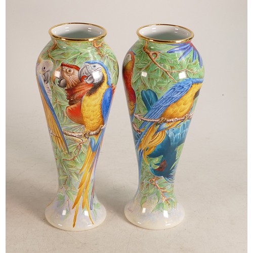 260 - A pair of large Moorcroft enamelled Jungle vases. Limited edition 1/3, by designer S Ward. Height 17... 