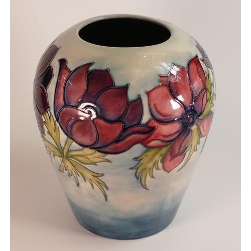 291 - Moorcroft Anemone on light blue ground large Ovoid form vase. Height: 30.5cm