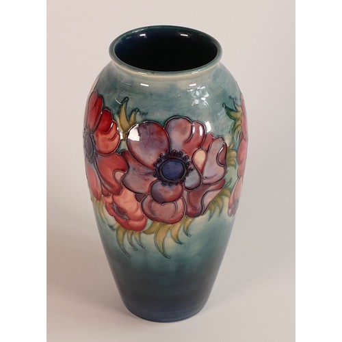 292 - Moorcroft Anemone on blue ground Ovoid form vase. Height: 25cm