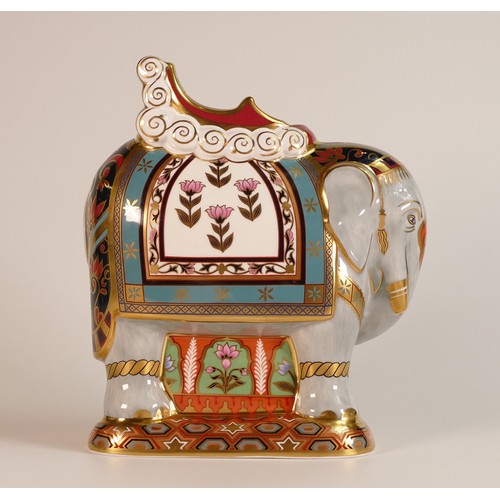 340 - Royal Crown Derby Mulberry Hall Elephant 129/500, box & certificate & gold stopper 21cm.