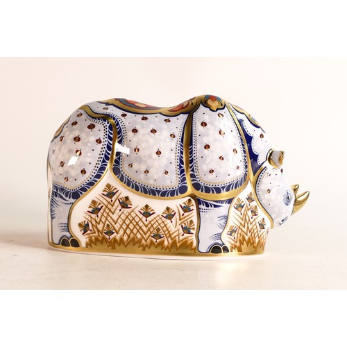 342 - Royal Crown Derby paperweight, White Rhino, Endangered Species, exclusively commissioned by Sinclair... 