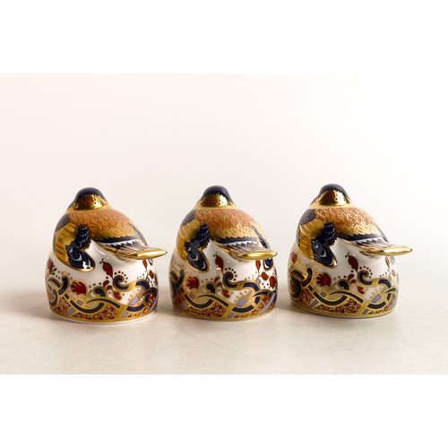 353 - Royal Crown Derby paperweight, Bullfinch Nesting, gold stopper, 6.5cm, printed mark in gold, boxed; ... 