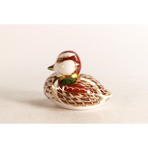 356 - Royal Crown Derby paperweight Bakewell Duckling, gold stopper and printed marks in red, boxed.