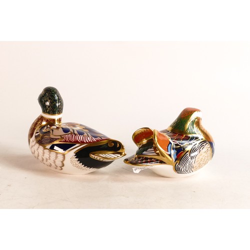 363 - Two Royal Crown Derby paperweights, Mandarin and Mallard, gold stopper, boxed (2)