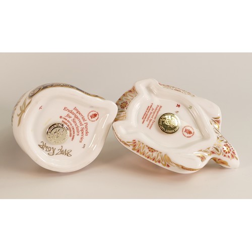 397 - Royal Crown Derby Paperweights Madagascan Tortoise and Imperial Panda, Endangered Species collection... 