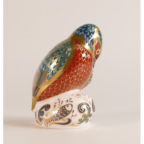 406 - Royal Crown Derby paperweight Kedleston Kingfisher, gold stopper, gold signed, boxed, with cert.