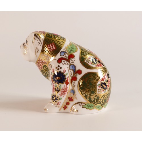 420 - Royal Crown Derby Paperweight Harrods Bulldog, gold stopper, boxed, with cert.