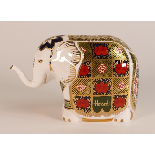 422 - Royal Crown Derby paperweight Harrods Imari Elephant, 113/300, gold stopper, boxed, with cert.