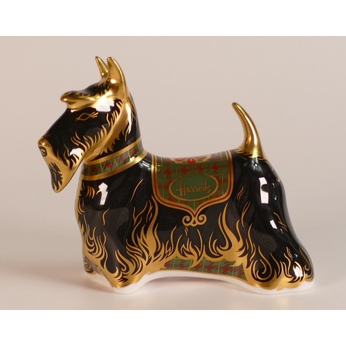 423 - Royal Crown Derby paperweight Harrods Scottish Terrier, 42/500, boxed, with cert.