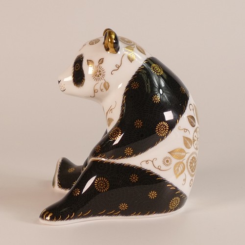 426 - Royal Crown Derby paperweight Harrods Panda, gold stopper, boxed, with cert.