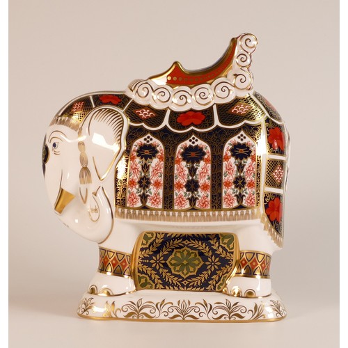 431 - Royal Crown Derby paperweight Harrods 1999 Elephant, gold stopper, 35/150, boxed, with cert.