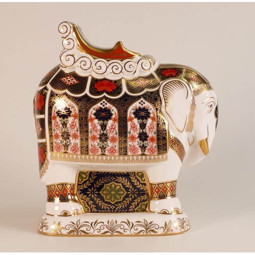 431 - Royal Crown Derby paperweight Harrods 1999 Elephant, gold stopper, 35/150, boxed, with cert.