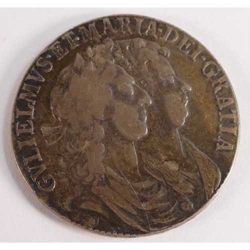 1786 - William & Mary half-crown dated 1689, grades as VF or better in our opinion.