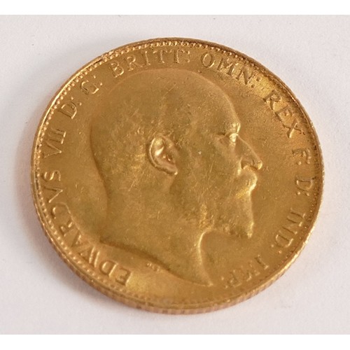 1787 - Edward VII 1905 FULL Sovereign gold coin in high grade.