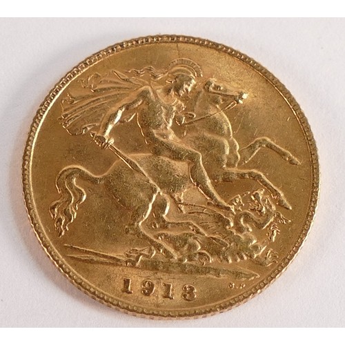 1788 - 1913 George V HALF Sovereign gold coin, in high grade.