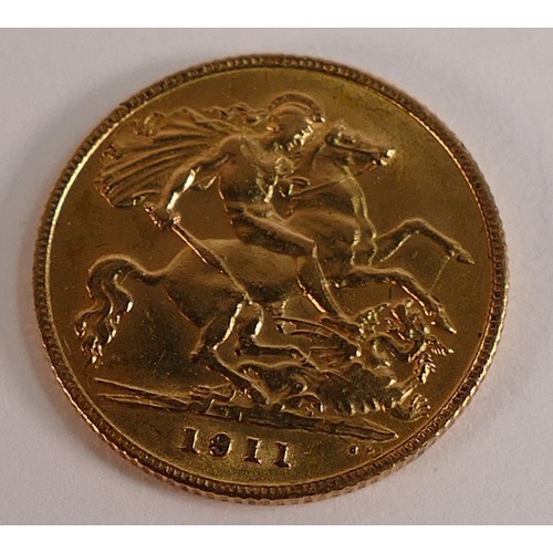 1803 - HALF sovereign 22ct gold coin, Edward VII 1911.