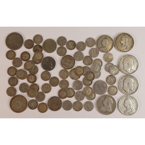 1806 - Assortment of pre 1920 & pre 1946 UK silver / part silver coinage.  Pre 20 208.7g, pre 1946 237.4g