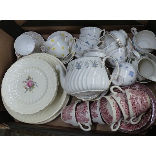 508 - A Mixed Collection of Teaware including Minton Alpine Spring Teapot, Enoch Wedgwood Cups, Saucers an... 