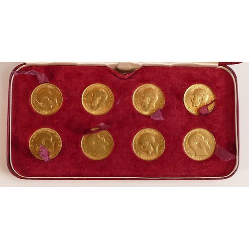 1807 - A boxed set of eight FULL Sovereigns, comprising three Edward VII Sovereigns dated 1903, 1908 & 1910... 