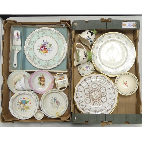 305 - A Selection Of Ceramics To include Boxed  Old Foley Cake Plate and Slicer, Wedgwood Peter Rabbit Bow... 