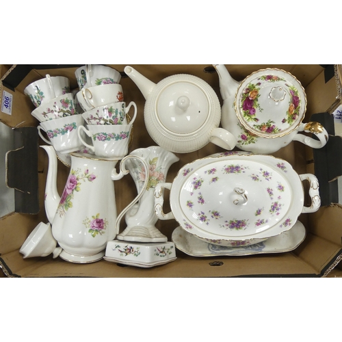 406 - A Mixed Collection of Teaware including Royal Albert Violetta Tureen (seconds), Old Country Roses Te... 