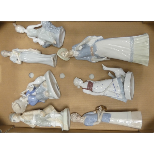 447 - A Selection Of Lladro Type Figurines to Include Lady Figures, Sleeping Boy Etc (1tray)