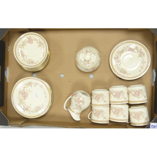 462 - Royal Doulton, Romance Collection Lisette Pattern Teaware including Six Trios, Milk Jug, Lidded Suga... 