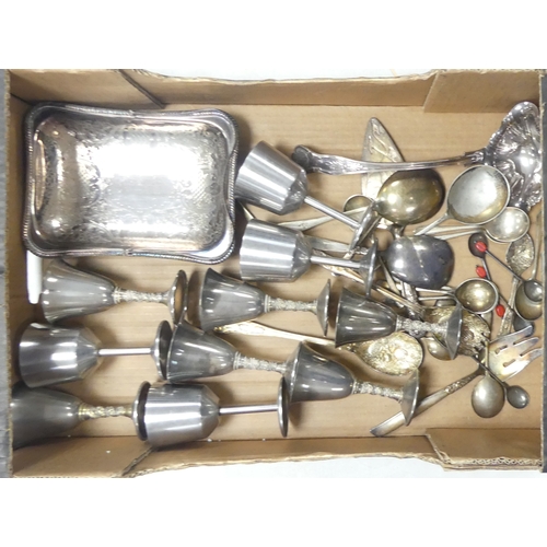 486 - A Collection of Silverplated Cutlery, Goblets and Dish (1 Tray)