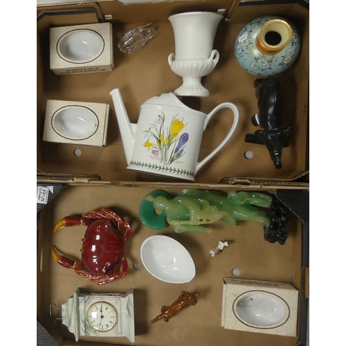 501 - Selection of ceramics to include Aynsley Portlandware Mantel clock, Minton type Elephant, Sylvac Vas... 