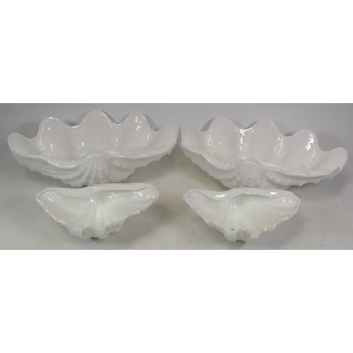 262 - Wedgwood Nautilus Shell Bowls Two Large 30cm Long x 20cm Wide, Two Small 18cm (small chips noted on ... 