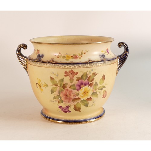 2 - Carlton Ware Wiltshaw & Robinson Ivory Blush ware jardiniere. Decorated in the Hibiscus pattern. Hei... 