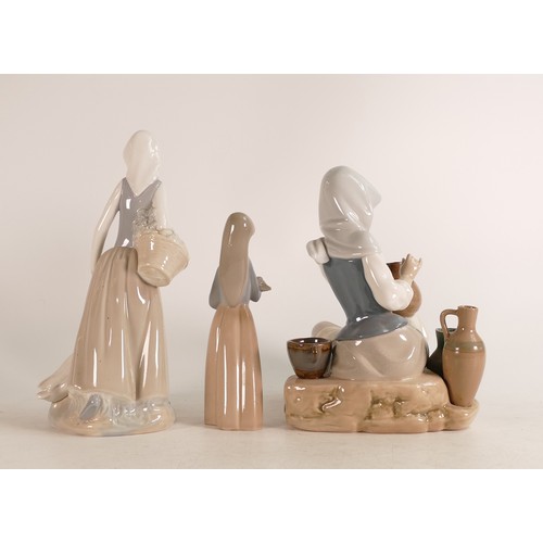 15 - Two Lladro figures to include Woman Painting Vase 5079 (paintbrush damaged), Girl with Goose and Gir... 